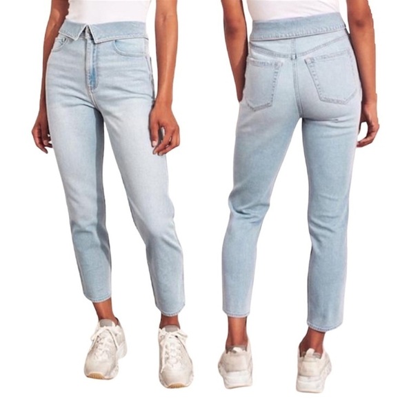 Hollister Denim - Hollister Vintage Stretch Ultra High-Rise Foldover Mom Jeans, Women’s 9R